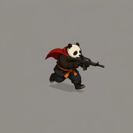 Run holding a rifle — AI-generated game sprite animation style